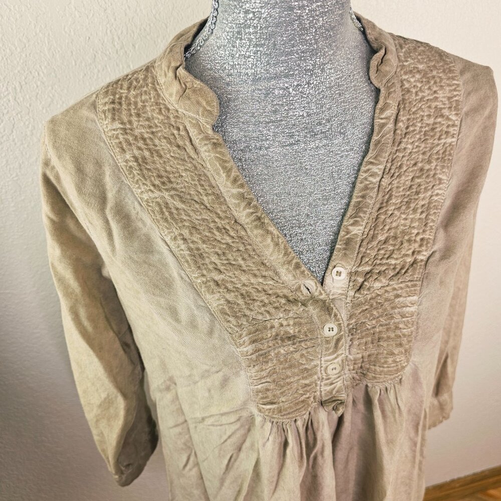 Vintage Goa Boho  Blouse   Earth Tone 3/4 Sleeve Top